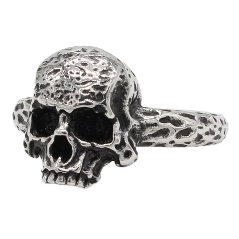 Anillo de Calavera de Acero de Titanio Vintage para Hombre Retro Punk Gótico Acero Inoxidable Textura Martillada Anillo Joyería Regalo