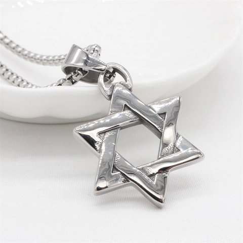 Collar Con Colgante De Estrella De David Acero Inoxidable Chapado En Oro Hexagrama Joyería Religiosa Hip Hop Para Hombres Mujeres