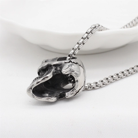 Titanium Steel Gothic Skull Pendant Necklace For Men Women Punk Hip Hop Rock Vintage Antique Finish Jewelry Accessory Gift