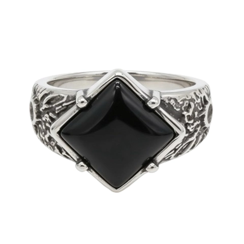 Anillos Retro de Acero Inoxidable con Piedras Preciosas Hombre Patrón Tallado Cuadrado Ojo de Tigre Turquesa Punk Joyería