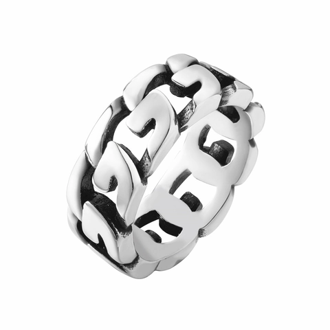 Vintage Edelstahl Cuban Kette Ring Für Herren Minimalistisch Punk Street Style Hohl Band Ring Gold Silber Schwarz Schmuck