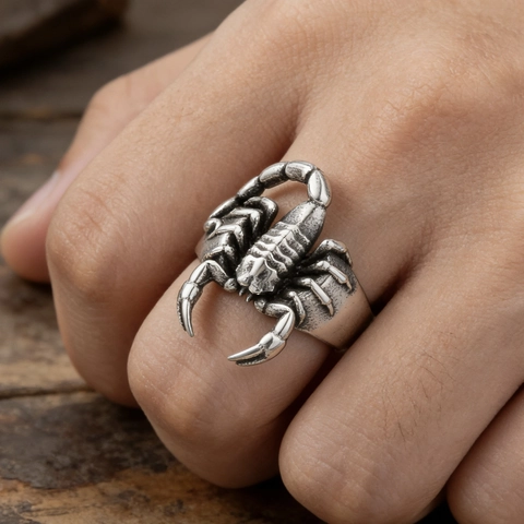 Vintage Scorpion Titanium Steel Ring For Men Personalized Gothic Punk Antiqued Animal Statement Finger Ring Jewelry