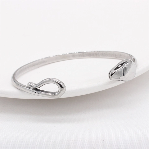 Vintage Personality Snake Head Open Cuff Bangle For Men Titanium Steel Polished Metal Bracelet Gothic Punk Jewelry Accessory