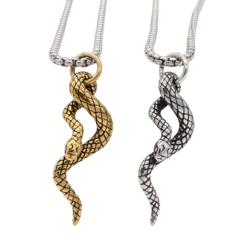 Retro Punk Titanium Steel Snake Pendant For Men Individual Serpent Design Polished Metal Jewelry Accessory Without Chain