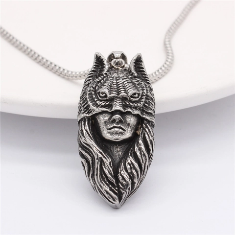 Vintage Titanium Steel Wolf Head Warrior Pendant For Men Antique Silver Punk Gothic Style Mythical Totem Necklace Jewelry