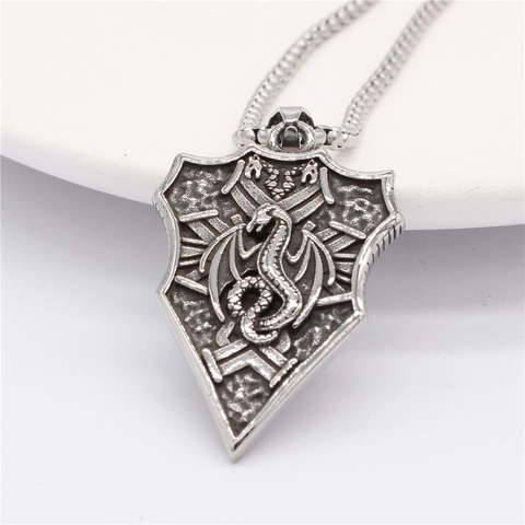 Vintage Titanium Steel Dragon Relief Shield Pendant For Men Retro Punk Gothic Oxidized Flying Dragon Jewelry Gift No Chain