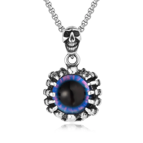 Vintage Gothic Evil Eye Skull Claw Pendant Stainless Steel Punk Mystery Eye Necklace Pendant Only For Men Women Jewelry