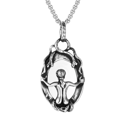 Vintage Roestvrijstalen Spiegel Schedel Hanger Gotische Schoonheid Reliëf Sculptuur Hanger Alleen Voor Ketting Sieraden Vrouwen Mannen