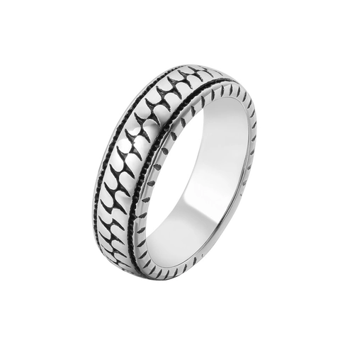 Vintage Stainless Steel Diagonal Texture Band Ring For Men Industrial Punk Style Silver Black Engraved Geometric Finger Ring