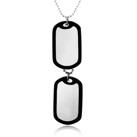 Collana da Uomo con Pendente a Doppia Targhetta Militare in Lega Catena a Sfere Finitura Lucida Gioielli Punk Regalo