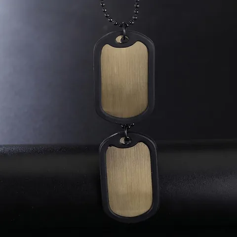 Collana da Uomo con Pendente a Doppia Targhetta Militare in Lega Catena a Sfere Finitura Lucida Gioielli Punk Regalo