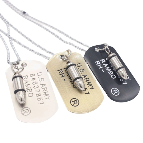 Collar de Chapa Militar para Hombre Aleación Grabado Estilo Táctico Colgante de Bala Cadena de Bolas Joyería Robusta