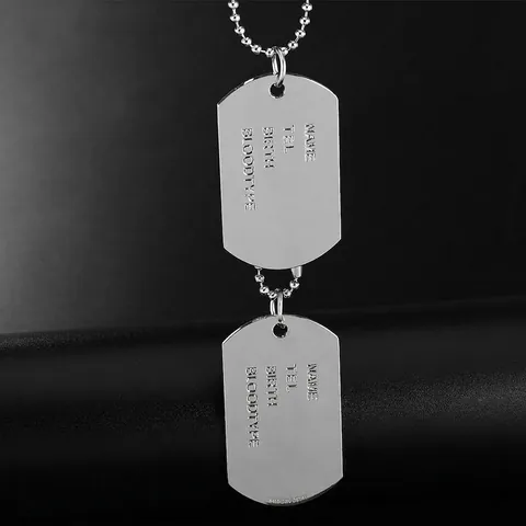 Collana con Doppio Ciondolo in Lega Piastrina Militare Stile ID Catena a Sfere Lunga per Uomo Donna Gioielli Retro