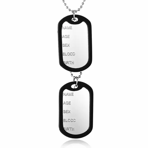 Mode Damen Herren Legierung Militär Doppel Hundemarke Anhänger Halskette Personalisierte Identität Namensschild Kugelkette Schmuck