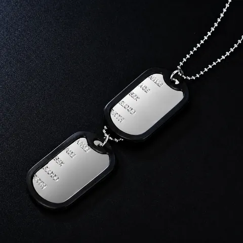 Mode Damen Herren Legierung Militär Doppel Hundemarke Anhänger Halskette Personalisierte Identität Namensschild Kugelkette Schmuck