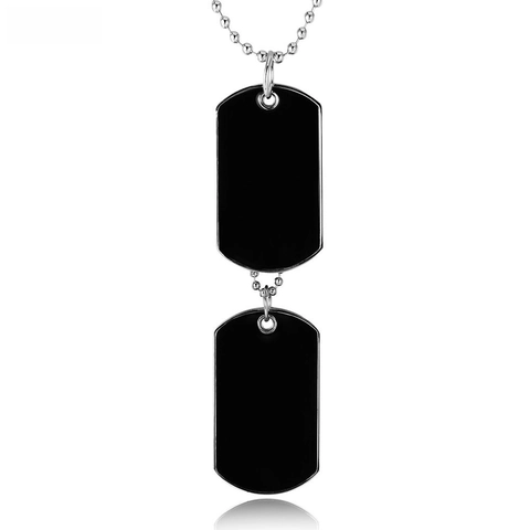 Hip Hop Legierung Doppelte Erkennungsmarke Anhänger Halskette Minimalistisch Tropfkleber Militärstil Perlenkette Schmuck Für Damen Herren