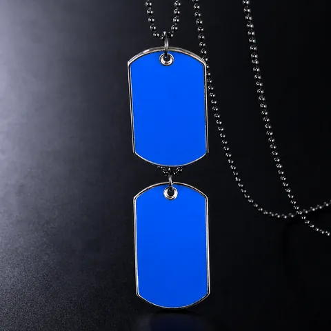 Hip Hop Alloy Double Dog Tag Pendant Necklace Minimalist Drip Glue Military Style Bead Chain Fashion Jewelry For Men Women