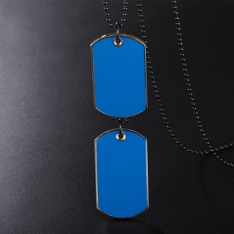 Hip Hop Legierung Doppelte Erkennungsmarke Anhänger Halskette Minimalistisch Tropfkleber Militärstil Perlenkette Schmuck Für Damen Herren