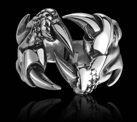 Anillo de Garra de Dragón Punk para Hombre Gótico Garra de Fantasma Acero de Titanio Anillo Abierto Retro Joyería Accesorios