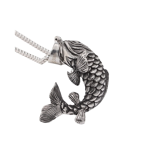 Vintage Roestvrij Staal Koikarper Hanger Ketting Voor Heren Retro Antiek Zilver Verouderd Dier Hanger Sieraden Cadeau