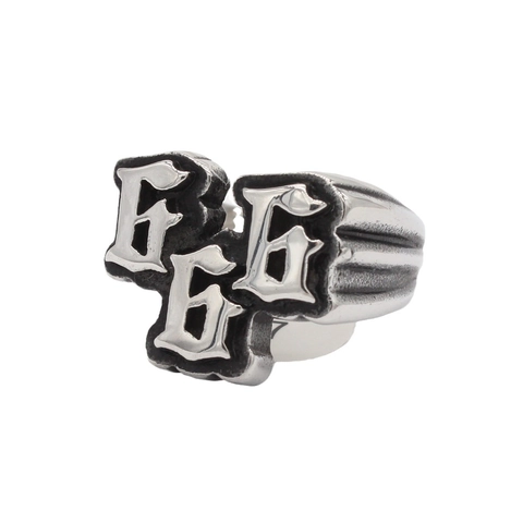 Anillo de Acero de Titanio Gótico 666 Vintage para Hombre Punk Rock Anello de Banda Desgastado Hip Hop Streetwear Joyería