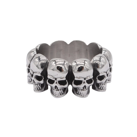 Edelstahl Totenkopf Ring für Herren Gothic Punk Stil Vintage Titanstahl Schmuck Biker Finger Band Ring Poliertes Finish Geschenk