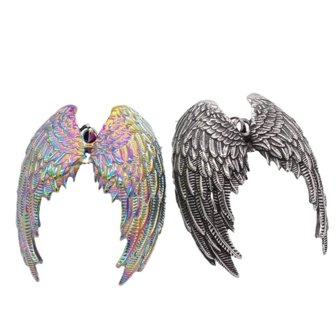 Retro Fallen Angel Wings Pendant Necklace For Men Stainless Steel Titanium Jewelry Gothic Distressed Wing Pendant Jewelry