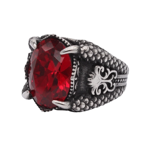 Vintage Gothic Drachenkralle Herren Edelstahl Ring Gothic Punk Biker Schmuck Mit Großem Ovalem Strass Inlay Retro Stil Ring