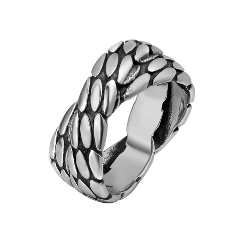 Anello Croce in Acciaio al Titanio Vintage per Uomo Donna Retro Punk Texture a Scaglie Anello a Fascia Larga Gioielli Moda