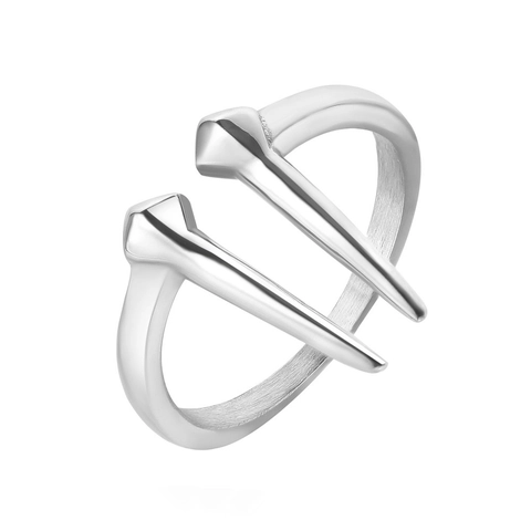 Men's Personalized Vintage Titanium Steel Pointed Stud Ring Punk Minimalist Geometric Stainless Steel Band Ring For Daily Party