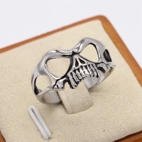 Herren Vintage Totenkopf Maske Ring Titanstahl Gothisch Hohl Punk Rock Finger Schmuck Für Männer Mode Accessoires Geschenk