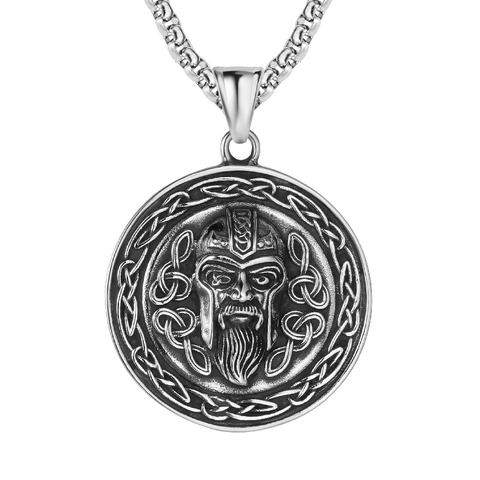 Vintage Noorse Viking Krijger Reliëf Hanger Ketting Voor Heren Titaniumstaal Keltische Knoop Retro Sieraden