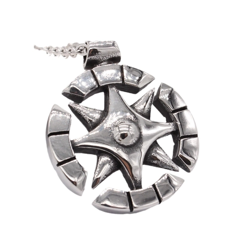 Vintage Compass Star Pendant Titanium Steel Necklace Retro Industrial Punk Style Jewelry For Men Women Daily Accessory