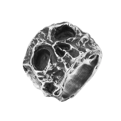 Anillo De Calavera Gótico Vintage Para Hombres Acero Inoxidable Textura De Roca Punk Rock Joyería Banda Anillo Ornamento Accesorio