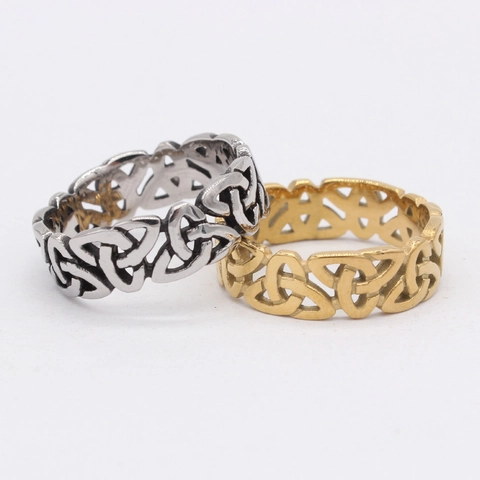 Anillo de Acero de Titanio Hueco con Nudo Celta Vintage Retro Estilo Vikingo para Hombre Joyería Punk para Fiesta Accesorio Diario