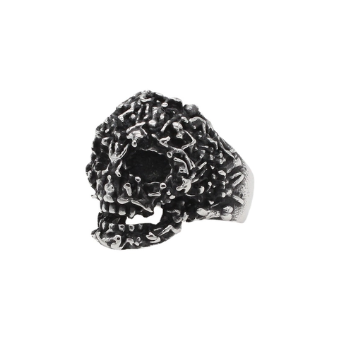 Anillo de Calavera de Acero Inoxidable Vintage para Hombre Punk Gótico Envejecido Anillo de Acero de Titanio Joyería de Moda