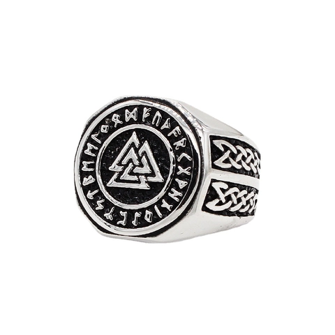 Viking Valknut Symbol Ring For Men Titanium Steel Vintage Celtic Knot Rune Ring Nordic Myth Odin Jewelry For Daily Party