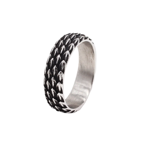Anillo de Banda de Escamas de Dragón de Acero Inoxidable Vintage Para Hombres Mujeres Punk Gótico Joyería Texturizada Oxidada