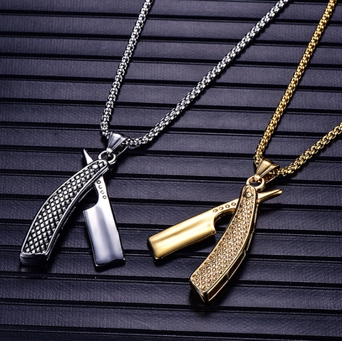Colgante de Navaja de Afeitar de Acero Inoxidable Vintage para Hombre Retro Estilo Punk Industrial Colgante Solo Sin Cadena