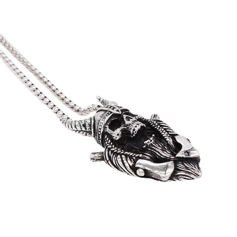 Colgante de Calavera Pirata Vikinga Vintage de Acero de Titanio Casco de Cuernos Hachas Cruzadas Joyería Punk Rock Colgante Solo Hombre