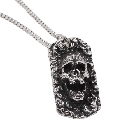 Gothik Titanstahl Totenkopf Anhänger Halskette Für Herren Vintage Punk Rock Distressed Skull Charm Schmuck Ohne Kette