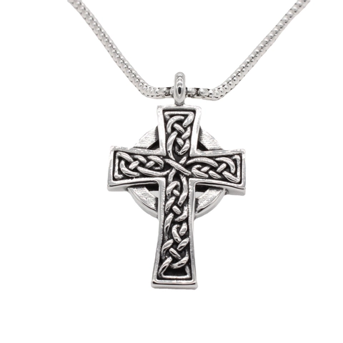 Collar con Colgante de Cruz Celta de Acero de Titanio Vintage para Hombre y Mujer Joyería Gótica Religiosa con Nudo Celta