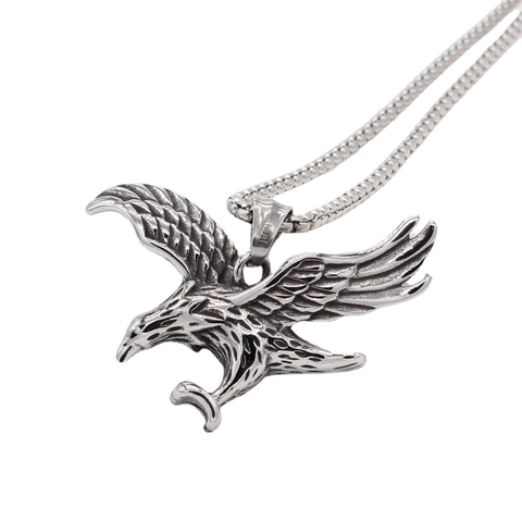 Ciondolo Aquila in Acciaio al Titanio Vintage da Uomo Hip Hop Retro Animal Jewelry Punk Gothic Ciondolo Aquila Senza Catena