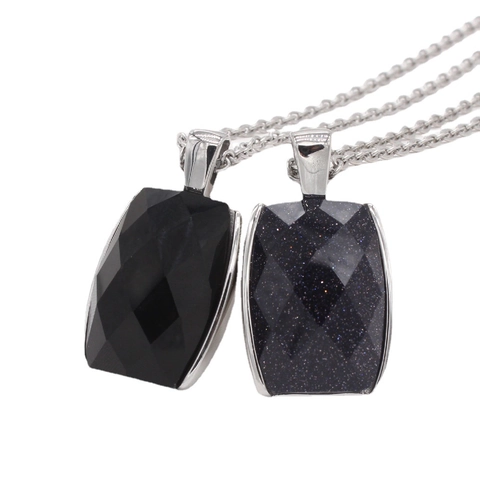Rechteck Facettierter Edelstein Anhänger Titanstahl Geometrischer Anhänger Für Herren Damen Anhänger Ohne Kette Retro Schmuck