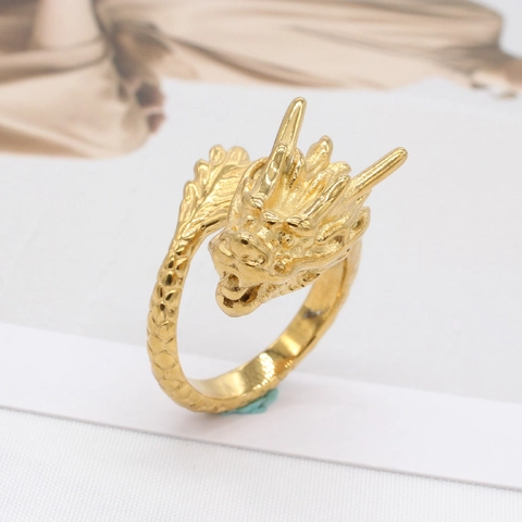 Retro Individuell Drachenring Aus Titanium-Stahl Für Herren Persönlichkeit Punk Orientalisches Drachen-Totem Drachenschuppen Ring
