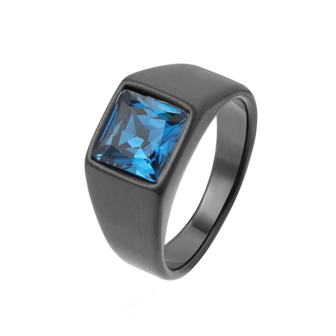 Bague en Acier au Titane avec Strass Carré Noir Mat Punk Vintage Bijoux de Doigt pour Hommes Femmes Bague Décorative Individuelle