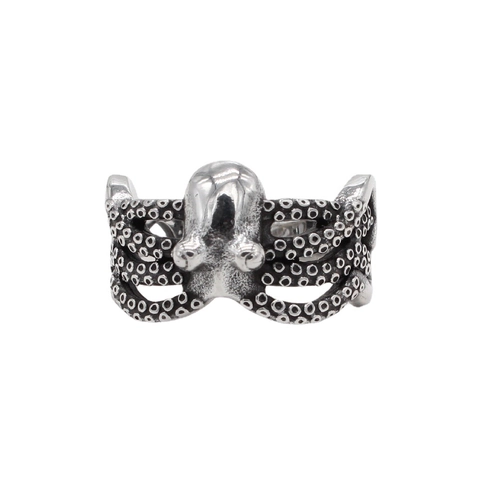Anello in Acciaio Inossidabile a Forma di Polpo per Uomo Retro Punk Gothic Design a Tentacoli Gioielli in Acciaio al Titanio