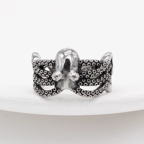 Anello in Acciaio Inossidabile a Forma di Polpo per Uomo Retro Punk Gothic Design a Tentacoli Gioielli in Acciaio al Titanio