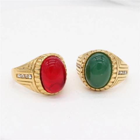 Bague en Acier Titane Style Cour Vintage pour Hommes Femmes Pierre Précieuse Ovale Incrustée Strass Bijoux Mode Rétro