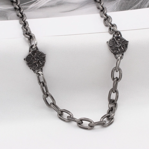Vintage Titanium Steel Angel Relief Pendant Necklace Gothic Punk Antique Silver Winged Goddess Jewelry For Men Women